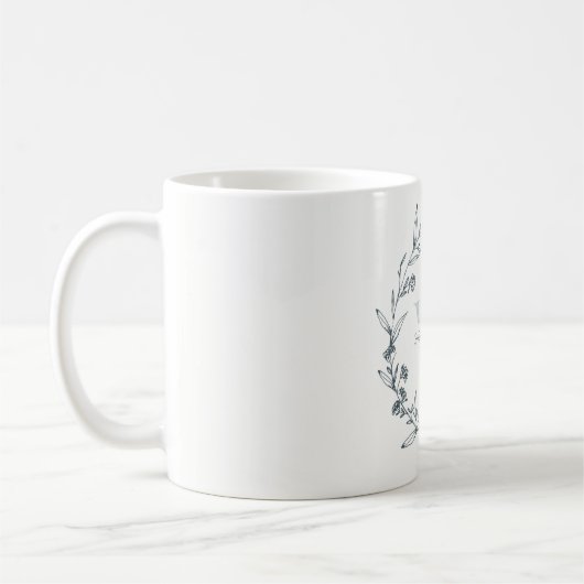 Simple Elegant Floral Laurel Wreate Monogram Koffiemok (Links)