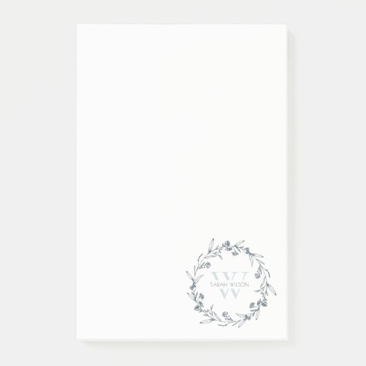 Simple Elegant Floral Laurel Wreate Monogram Post-it® Notes (Voorkant)