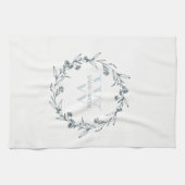 Simple Elegant Floral Laurel Wreate Monogram Theedoek (Horizontaal)