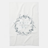 Simple Elegant Floral Laurel Wreate Monogram Theedoek (Verticaal)