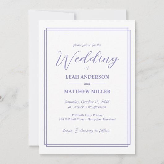 Simple Elegant Floral Pattern Wedding Invitation Kaart (Voorkant)