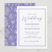Simple Elegant Floral Pattern Wedding Invitation Kaart (Voorkant / Achterkant)