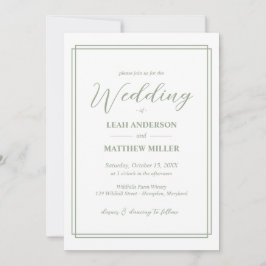 Simple Elegant Floral Pattern Wedding Invitation Kaart
