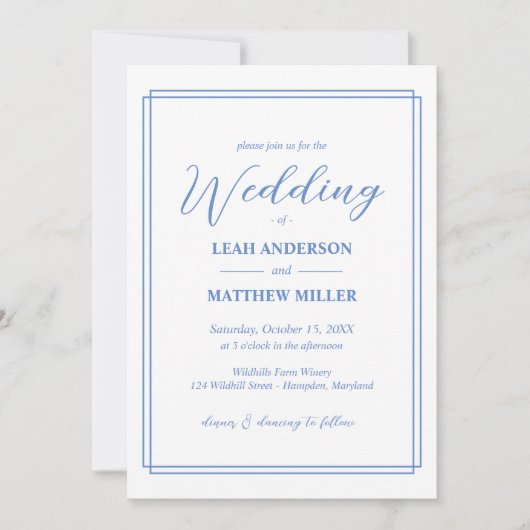 Simple Elegant Floral Pattern Wedding Invitation Kaart (Voorkant)