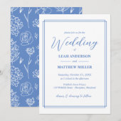 Simple Elegant Floral Pattern Wedding Invitation Kaart (Voorkant / Achterkant)