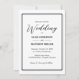 Simple Elegant Floral Pattern Wedding Invitation Kaart