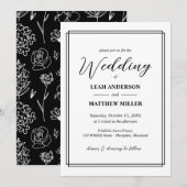 Simple Elegant Floral Pattern Wedding Invitation Kaart (Voorkant / Achterkant)
