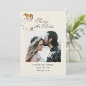 Simple Elegant Floral Photo Inspirerend Wedding Save The Date (Staand voorkant)