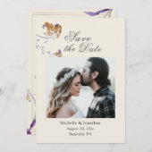 Simple Elegant Floral Photo Inspirerend Wedding Save The Date (Voorkant / Achterkant)