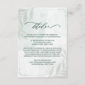 Simple Elegant Floral Wedding Enclosure Card Informatiekaartje