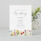 Simple Elegant Floral Wedding Folie Uitnodiging (Staand Voorkant)
