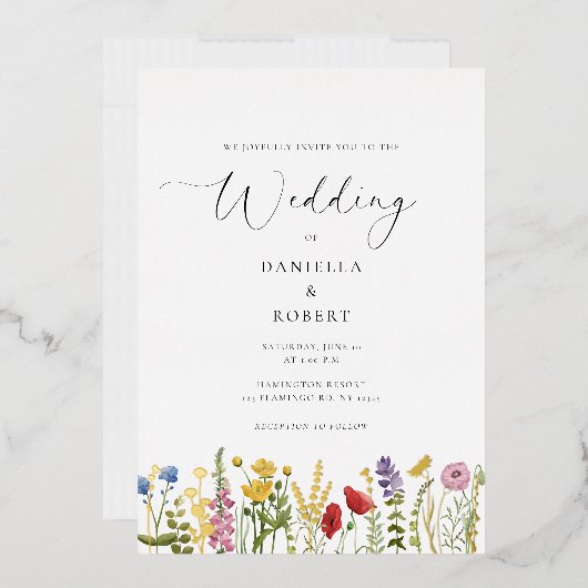 Simple Elegant Floral Wedding Folie Uitnodiging (Envelop)