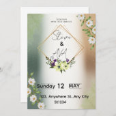 Simple Elegant Floral Wedding Invitation Kaart (Voorkant / Achterkant)