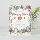 Simple Elegant Flower Framed Friendsgiving Kaart (Staand voorkant)