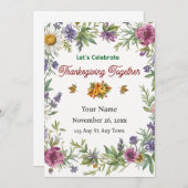 Simple Elegant Flower Framed Friendsgiving Kaart (Voorkant / Achterkant)