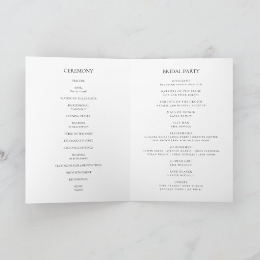 Simple Elegant Folded Wedding Program Programma (Binnen)