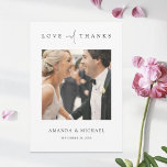 Simple Elegant Foto Hartelijk dank voor uw bruilof Bedankkaart<br><div class="desc">Deze simpele chic custom foto bruiloft bedankt dat je kaart sjabloon een elegant, minimalistisch, modern design biedt. De standaardvorm is standaard scherpe hoeken, maar de afgeronde hoeken werken ook wonderbaarlijk met dit ontwerp, zodat probeer zowel kijkt als ziet wie u grijpt! De voorzijde kenmerkt uw favoriete foto, voornamen en een...</div>