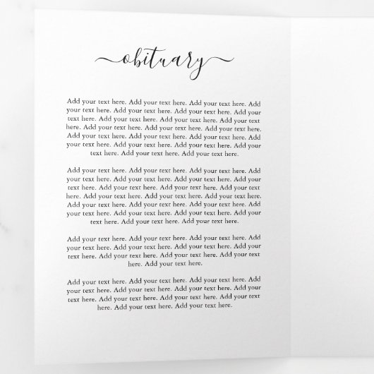 Simple Elegant Funeral Memorial Programme Drieluik Uitnodiging (Binnenzijde eerst)