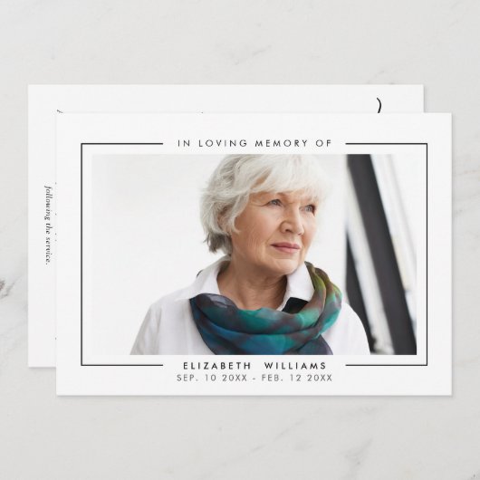 Simple Elegant Funeral Photo Programmakaart (Voorkant / Achterkant)