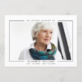 Simple Elegant Funeral Photo Programmakaart