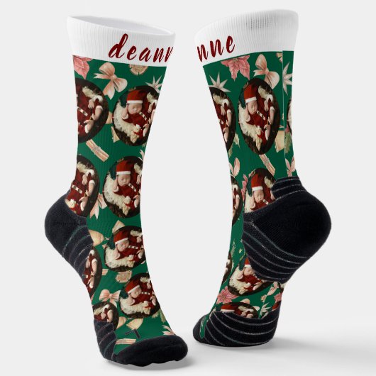 Simple Elegant Funny Christmas Family Photo Sokken (Gebogen)