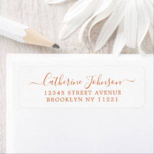 Simple Elegant Girly Script Calligraphy Oranje Etiket