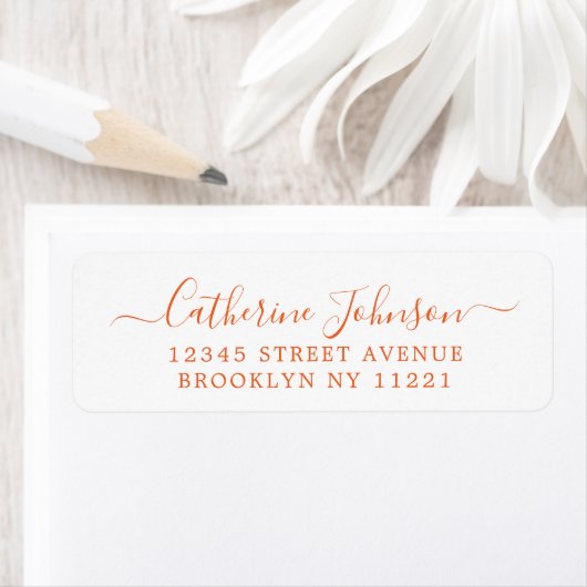 Simple Elegant Girly Script Calligraphy Oranje Etiket (Insitu)