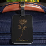 Simple Elegant Gold and Black Rose Custom Name Bagagelabel<br><div class="desc">Add a custom name to this elegant gold-and-black line-art rose.</div>