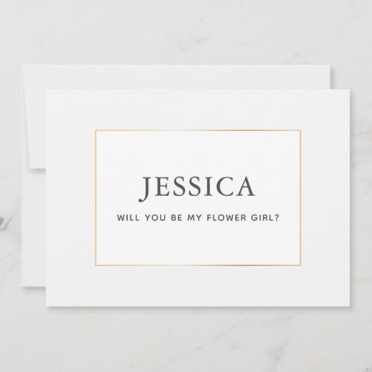 Simple Elegant Gold Bloemenmeisje-conceptkaart Save The Date (Voorkant)