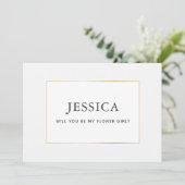 Simple Elegant Gold Bloemenmeisje-conceptkaart Save The Date (Staand voorkant)