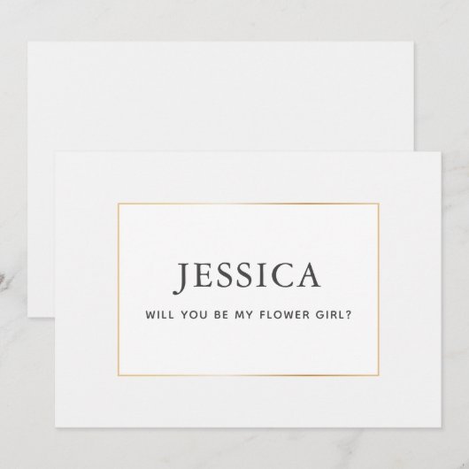 Simple Elegant Gold Bloemenmeisje-conceptkaart Save The Date (Voorkant / Achterkant)