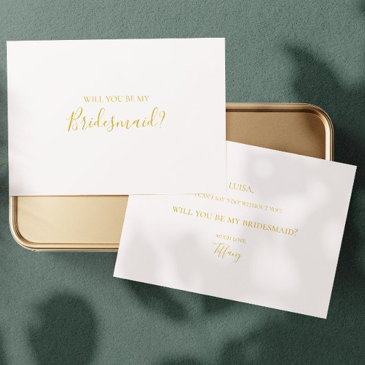 Simple Elegant Gold Bridesmaid-conceptkaart Kaart
