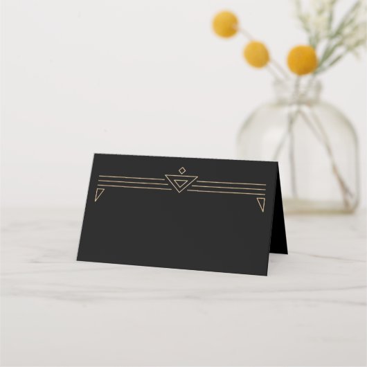 Simple Elegant Gold Colored Art Deco Black Plaatskaartje (Voorkant)