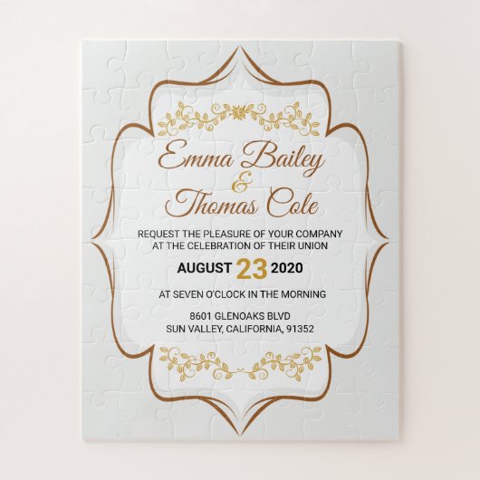 Simple Elegant gold embellished Wedding Invitation Legpuzzel (Verticaal)
