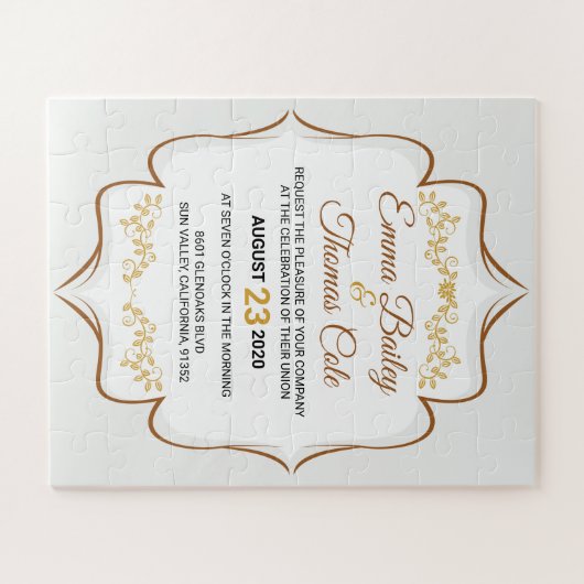 Simple Elegant gold embellished Wedding Invitation Legpuzzel (Horizontaal)