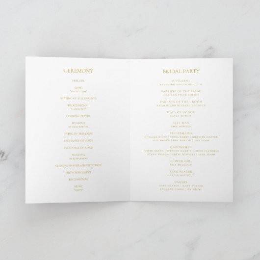 Simple Elegant Gold Folded Wedding Program Programma (Binnen)
