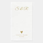 Simple Elegant Gold Heart Monogrammed Wedding Servet (Voorkant)