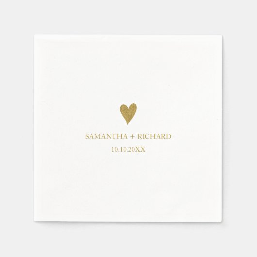 Simple Elegant Gold Heart Wedding Personalized  Servet (Voorkant)
