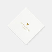 Simple Elegant Gold Heart Wedding Personalized  Servet (Hoek)