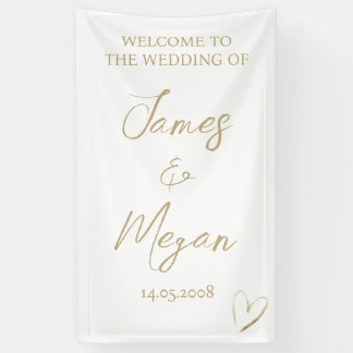 Simple Elegant Gold Heart Welcome Sign Spandoek
