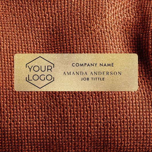 Simple Elegant Gold Logo Employee Plastic Naamplaatje