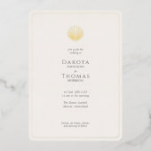 Simple Elegant Gold Seashell Wedding invitation Folie Uitnodiging (Voorkant)