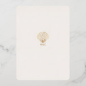 Simple Elegant Gold Seashell Wedding invitation Folie Uitnodiging (Achterkant)