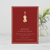 Simple Elegant Gold Violin Musical Christmas Feestdagenkaart (Staand voorkant)