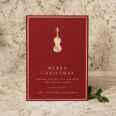 Simple Elegant Gold Violin Musical Christmas Feestdagenkaart