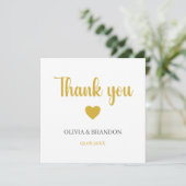 Simple Elegant Gold Wedding Thank You Note Card Bedankkaart (Staand voorkant)