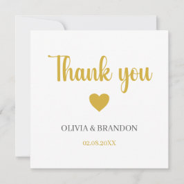 Simple Elegant Gold Wedding Thank You Note Card Bedankkaart