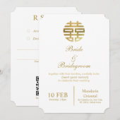 Simple elegant golden chinese wedding invitation  kaart (Voorkant / Achterkant)