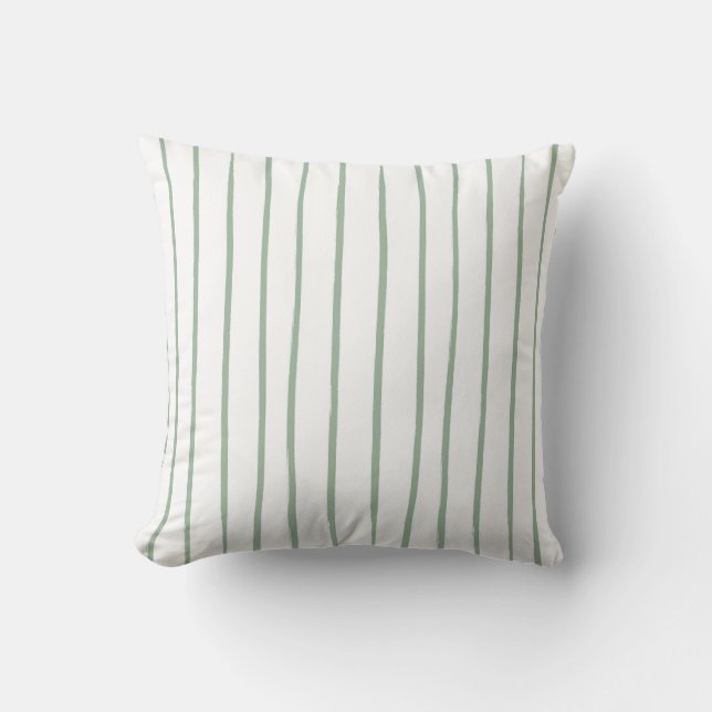 Simple Elegant Green And White Stripe Pattern. Kussen (Voorkant)