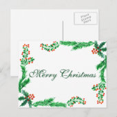 Simple Elegant Green Leaf Decor Merry Christmas Ho Feestdagenkaart (Voorkant / Achterkant)